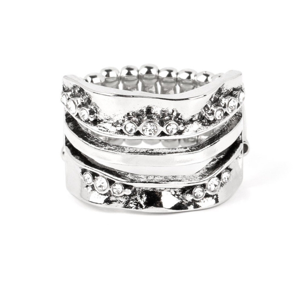 Elegant Silver Women's Ring Unexpected Treasure - White Rhinestone Silver